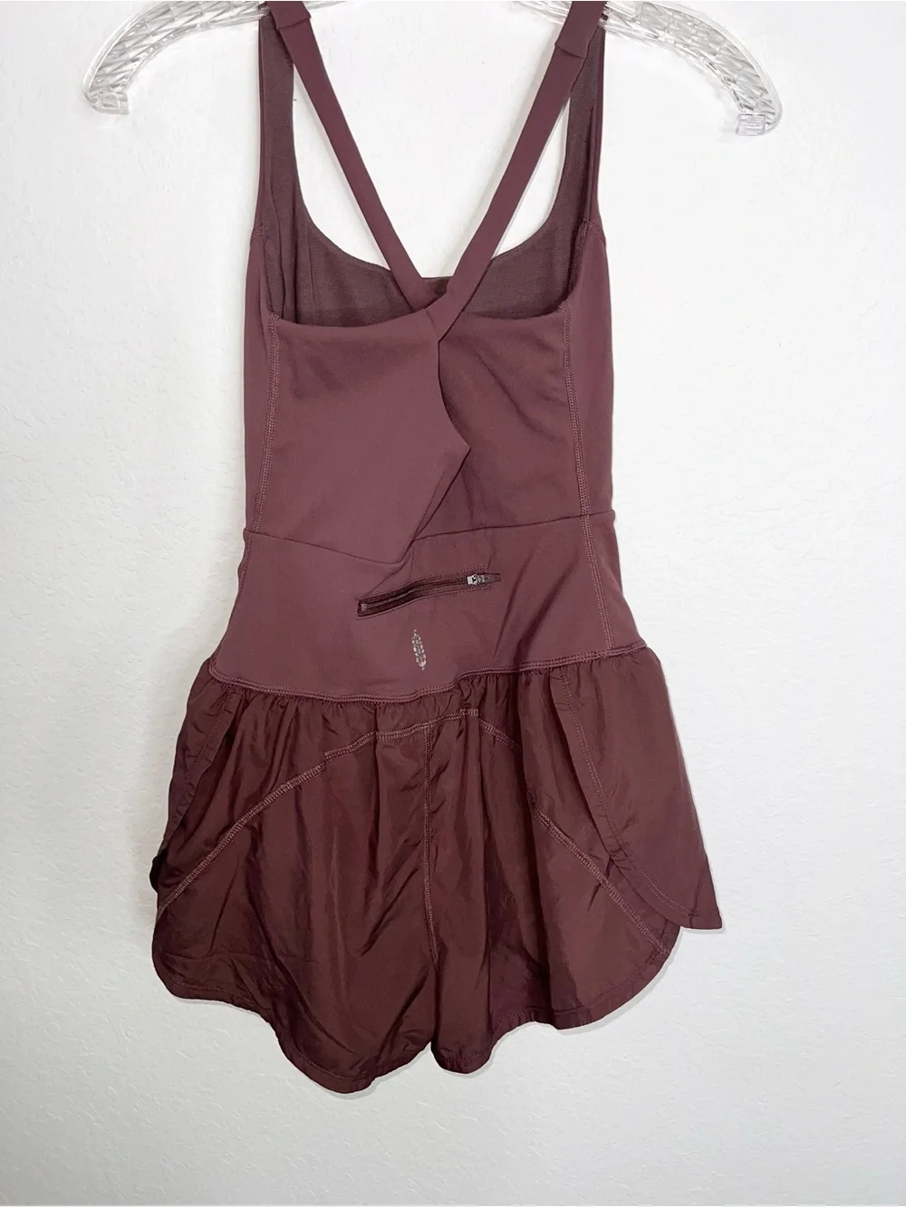 Free People Movement Righteous Runsie Womens XS Athletic Romper Burgundy Clove